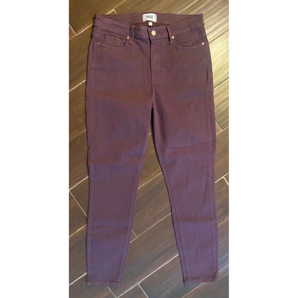 PAIGE Hoxton Ankle High Rise Skinny Jeans Burgundy‎ Women Size 31